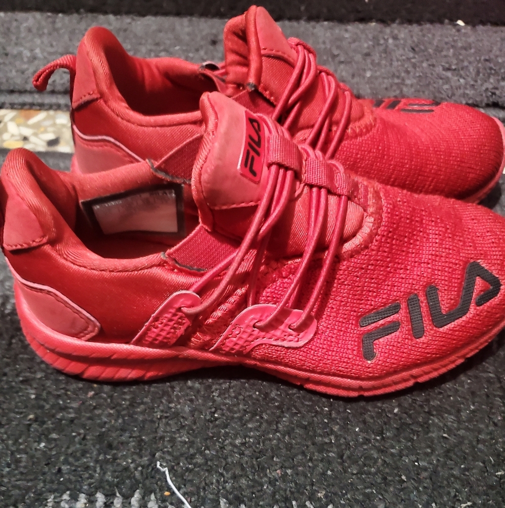 Fila Red Knit Slip-On Training Shoes